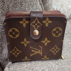 Louis Vuitton Monogram Canvas Compact Wallet in Brown and Gold
